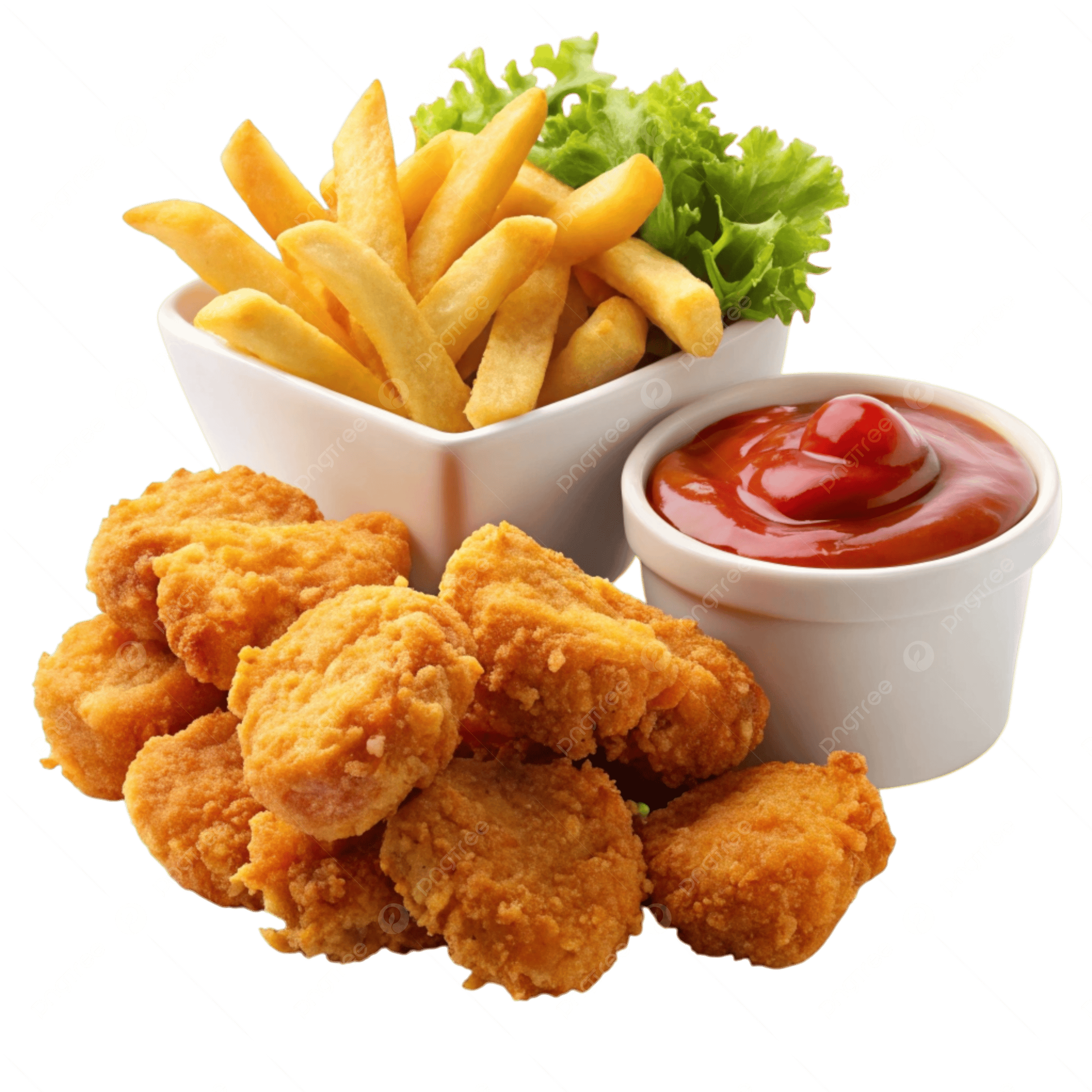 pngtree fried chicken nuggets and french fries on transparent background png image_18770173